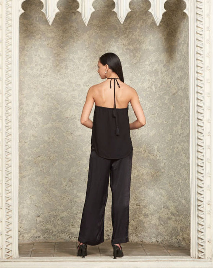 Black Sequin Halter Top