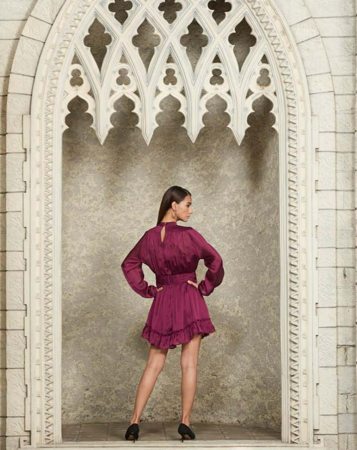 Claret Ruffle Dress