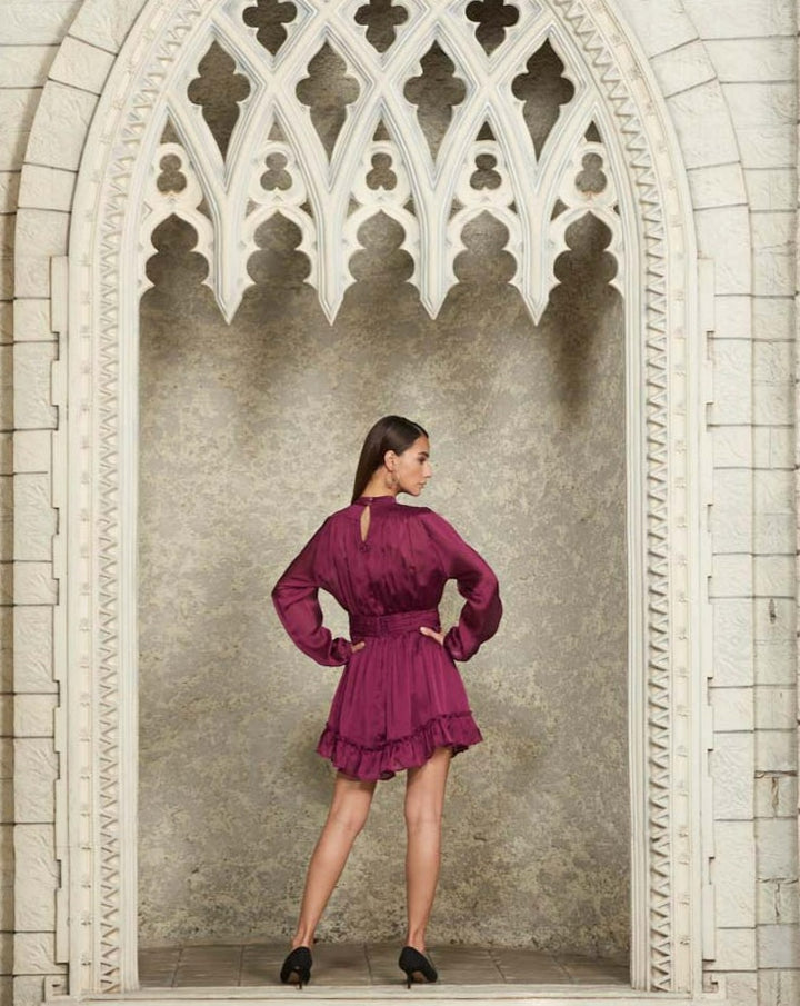 Claret Ruffle Dress