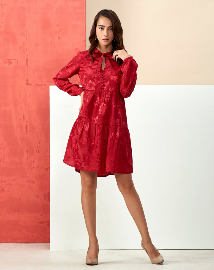 Red Jacquard Dress