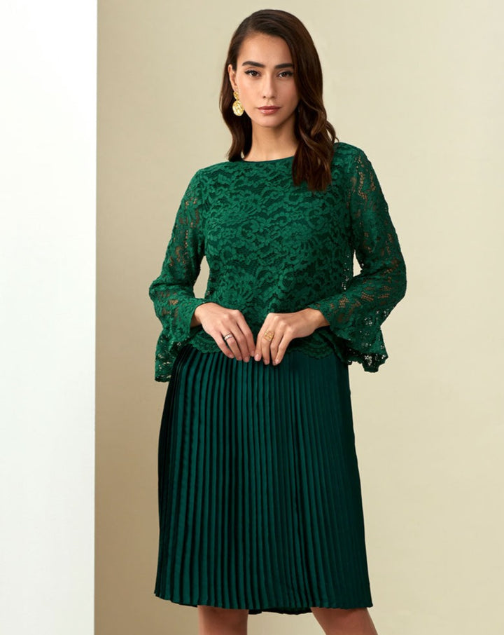 Bottle Green Lace Dress