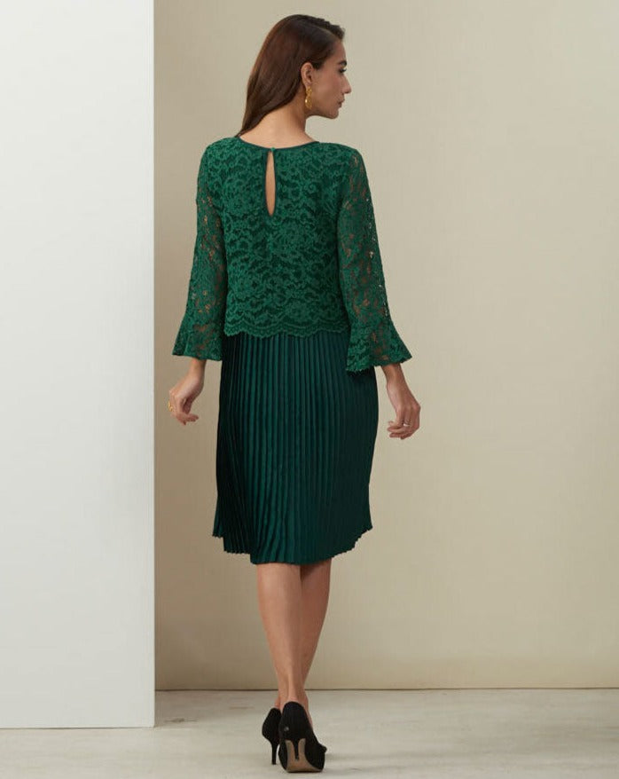 Bottle Green Lace Dress