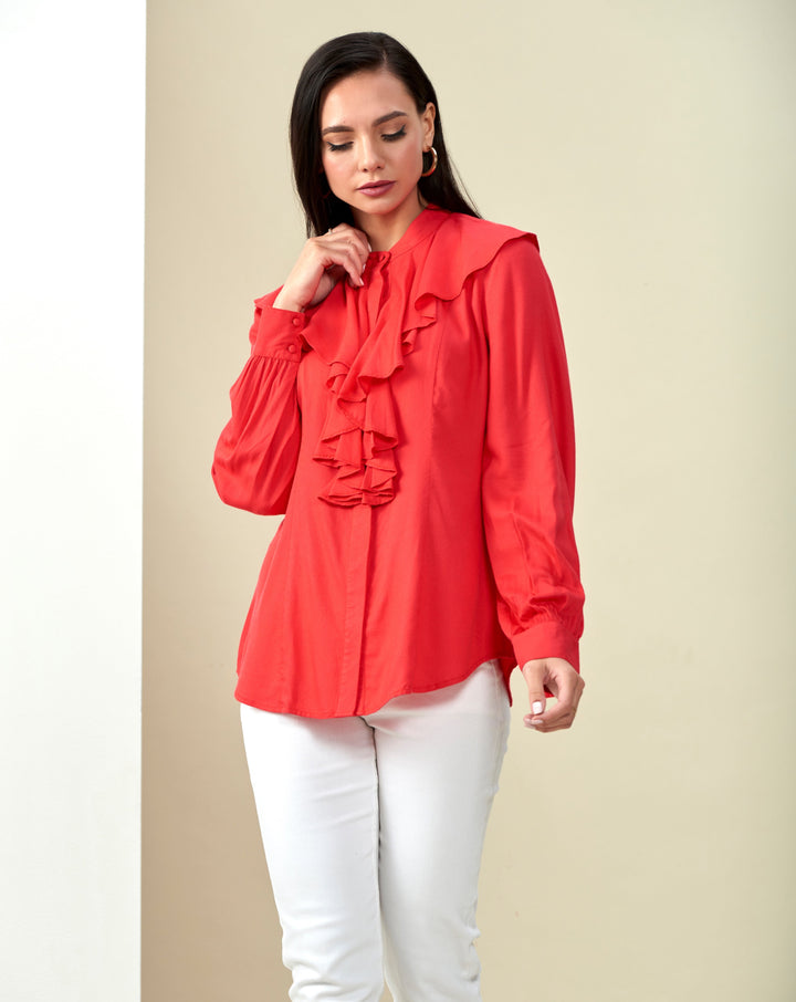 Red Ruffle Top