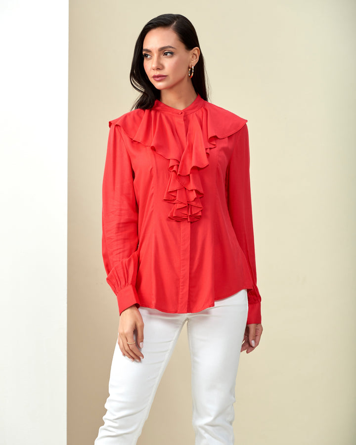 Red Ruffle Top