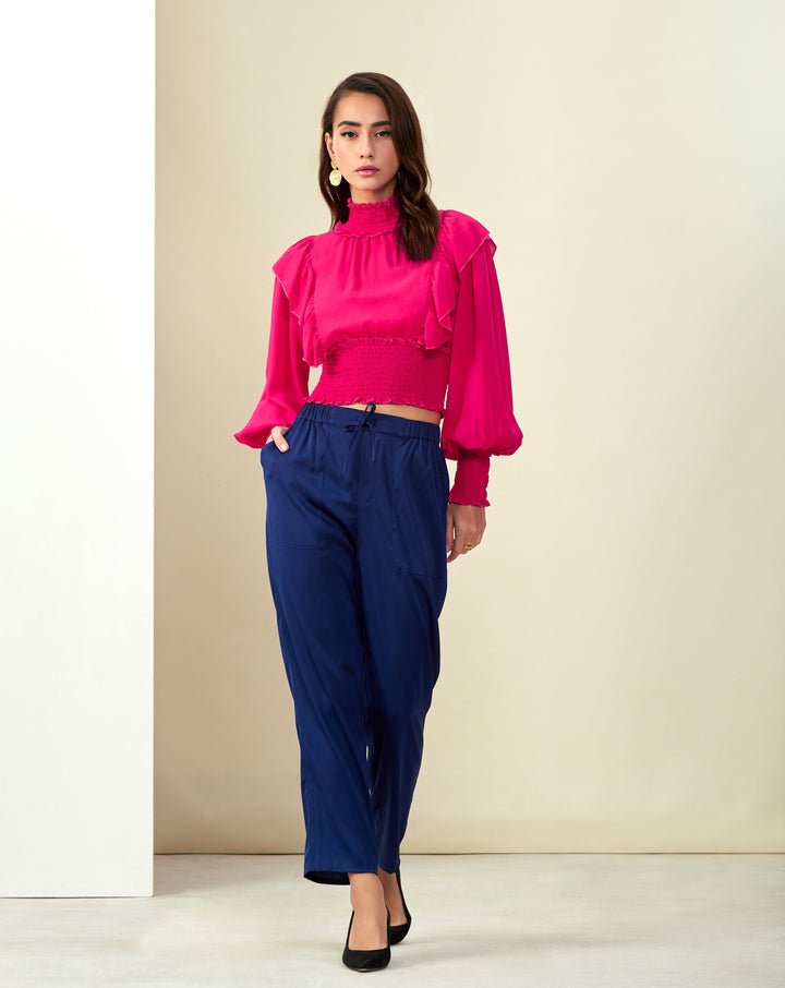 High-Neck Ruffle Top