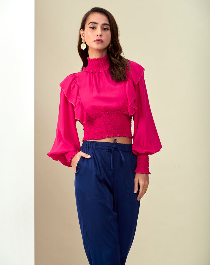High-Neck Ruffle Top