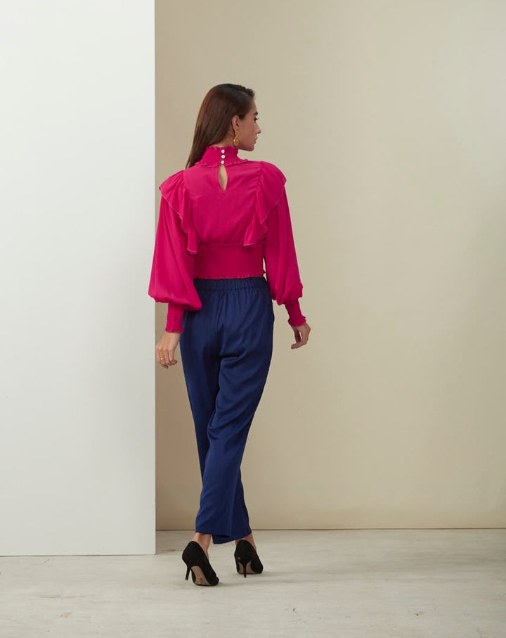 High-Neck Ruffle Top