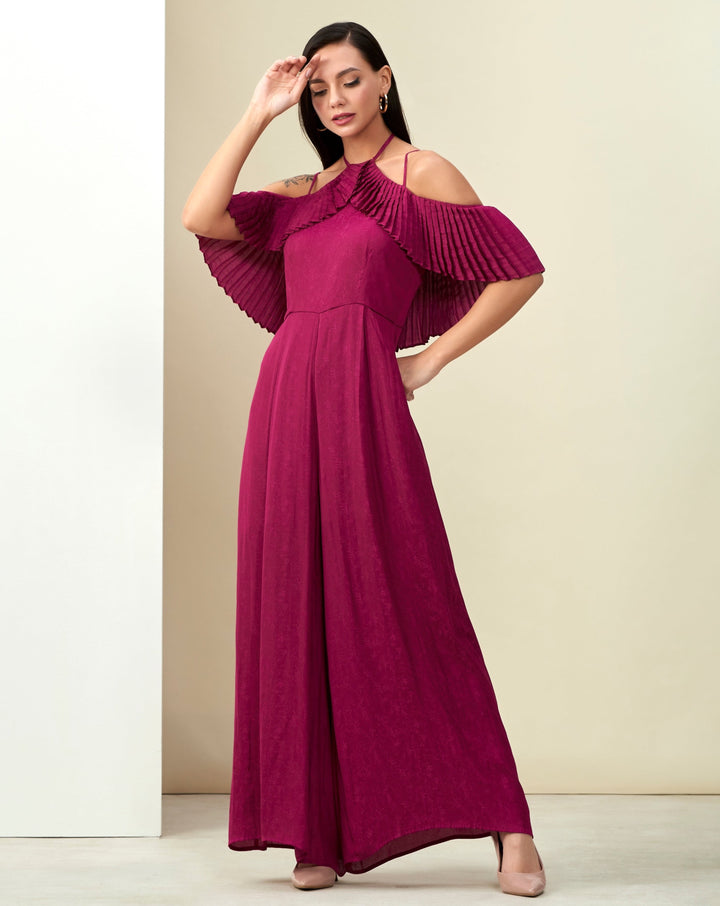 Wine Halter Jumpsuit
