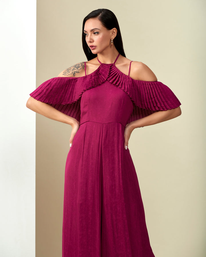 Wine Halter Jumpsuit