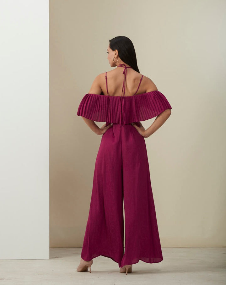 Wine Halter Jumpsuit