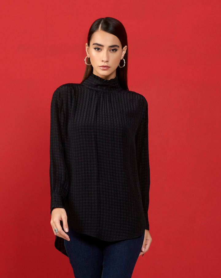 Black Dobby Check Shirt