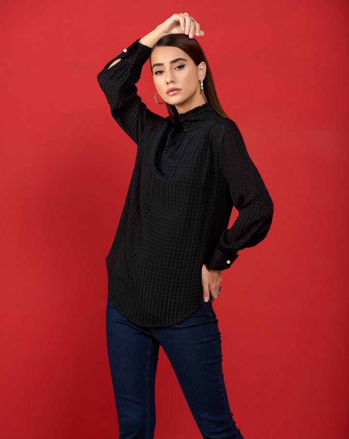 Black Dobby Check Shirt