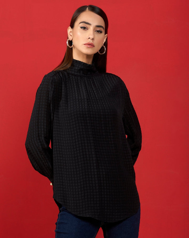 Black Dobby Check Shirt