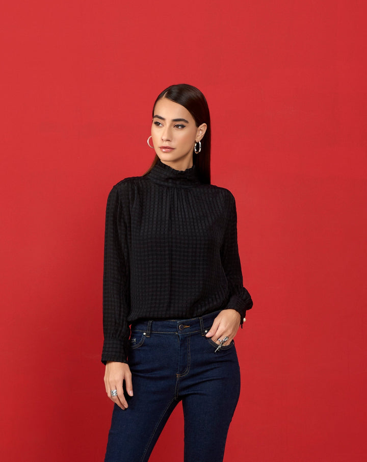 Black Dobby Check Shirt