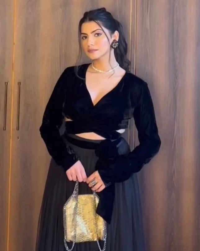 Velvet Wrap Top