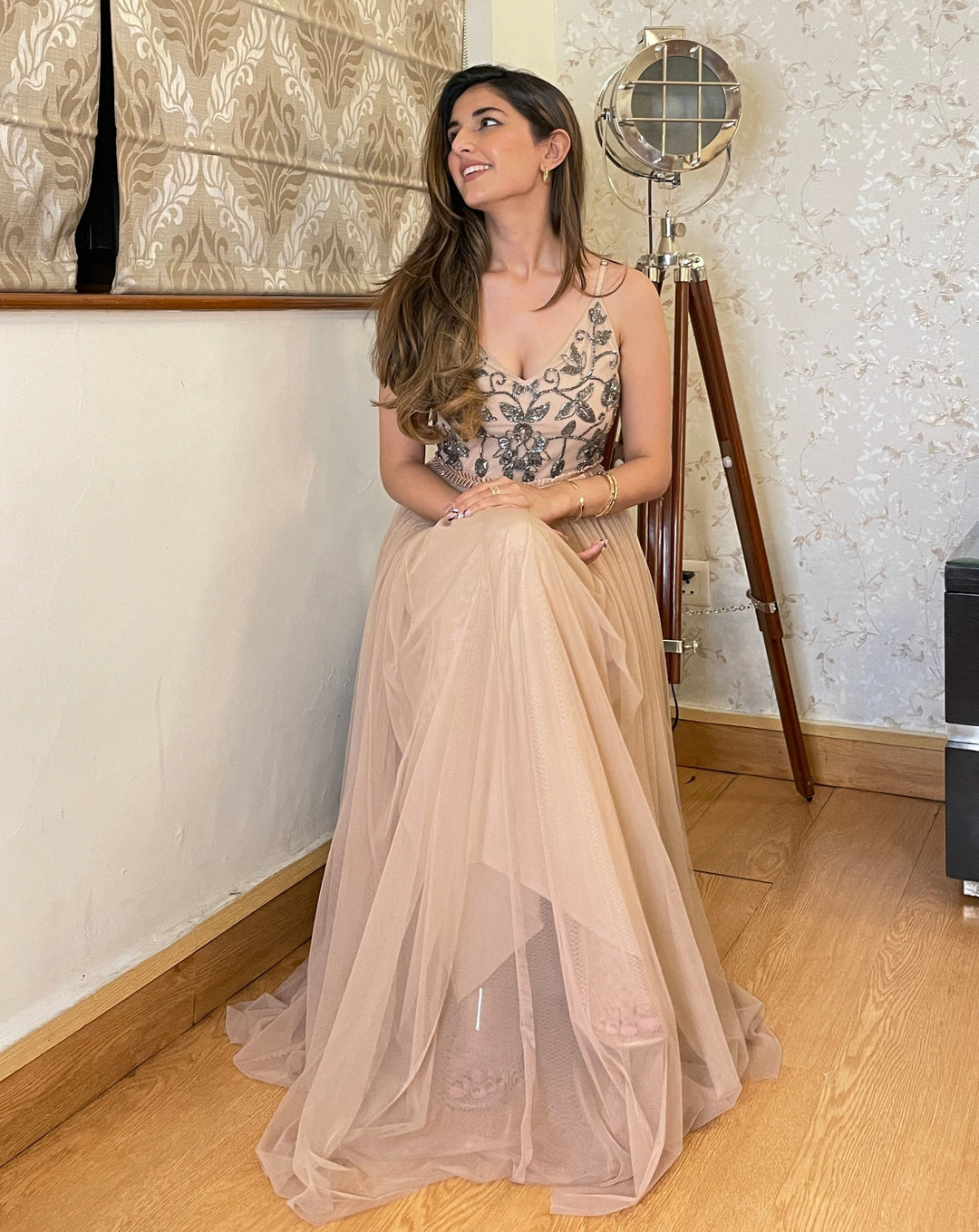 Ash Pink Net Gown