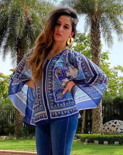Cobalt Baroque Kimono Top