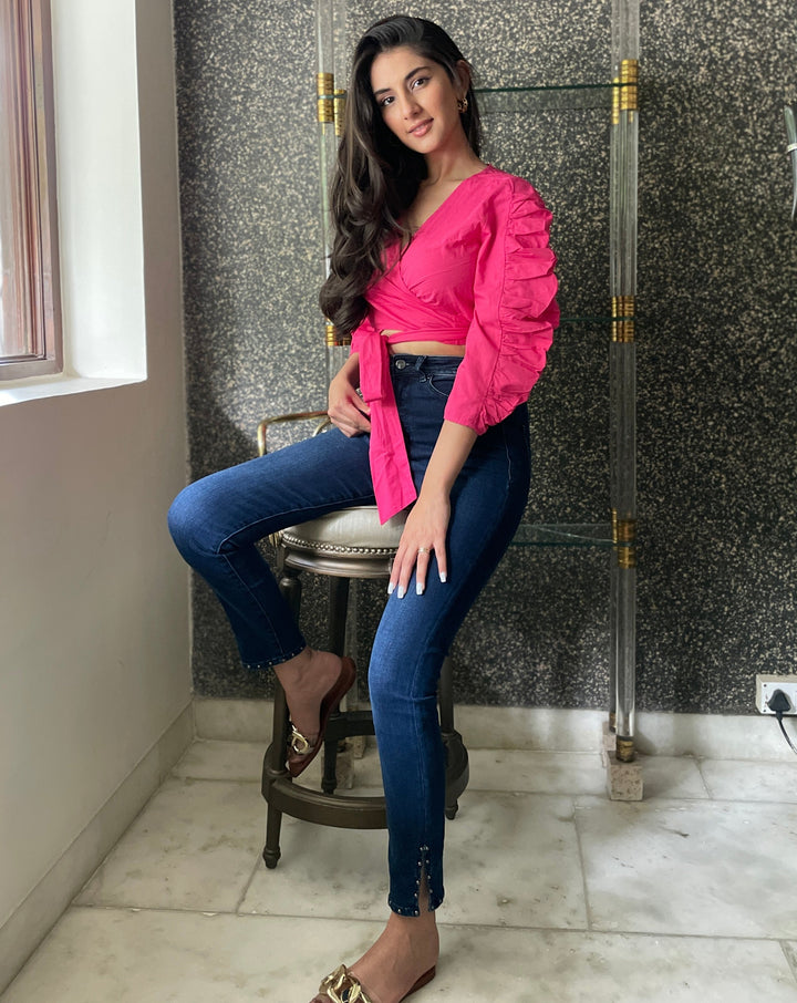 Hot Pink Wrap Top