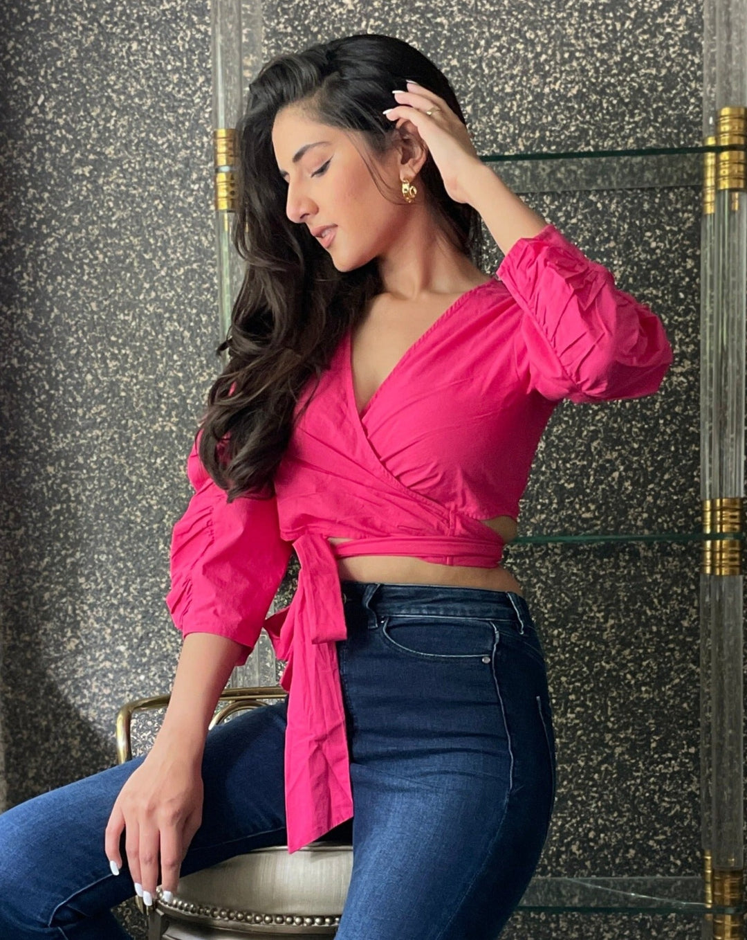 Hot Pink Wrap Top