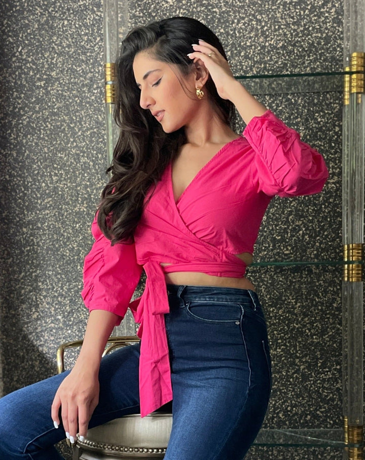 Hot Pink Wrap Top