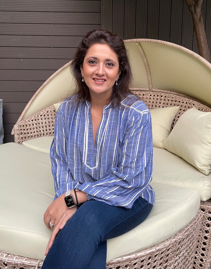 Blue & White Striped Top