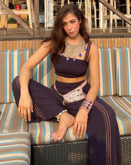 Navy Blue Crop Top