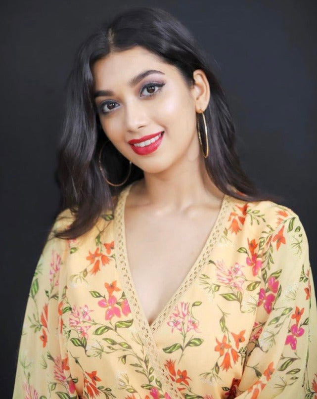 Apricot Floral Wrap-Dress
