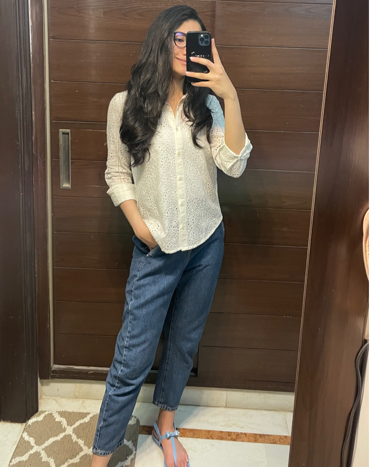 White Schiffli Shirt