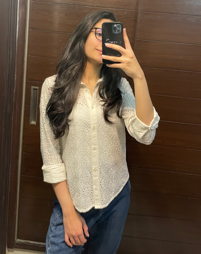 White Schiffli Shirt