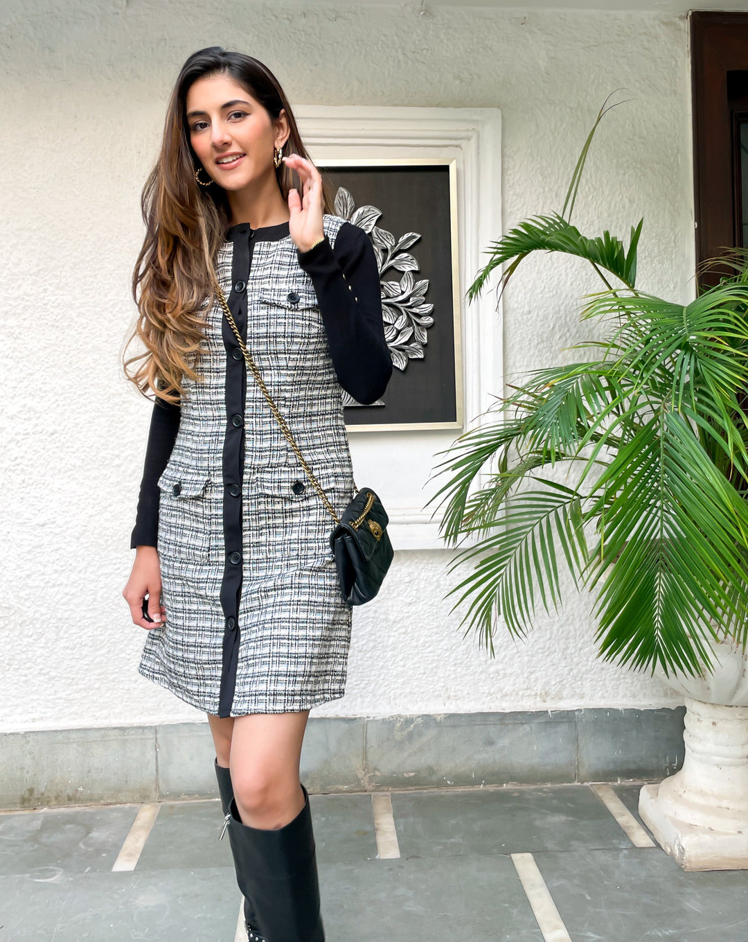 Black & White Tweed Dress