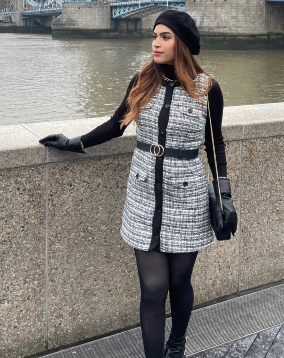 Black & White Tweed Dress