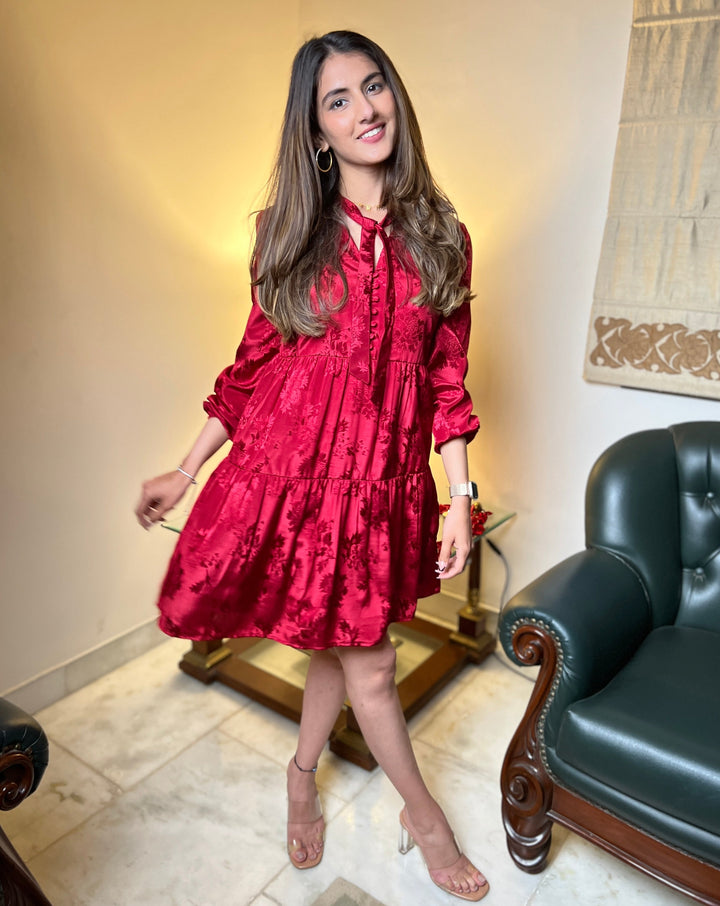 Red Jacquard Dress