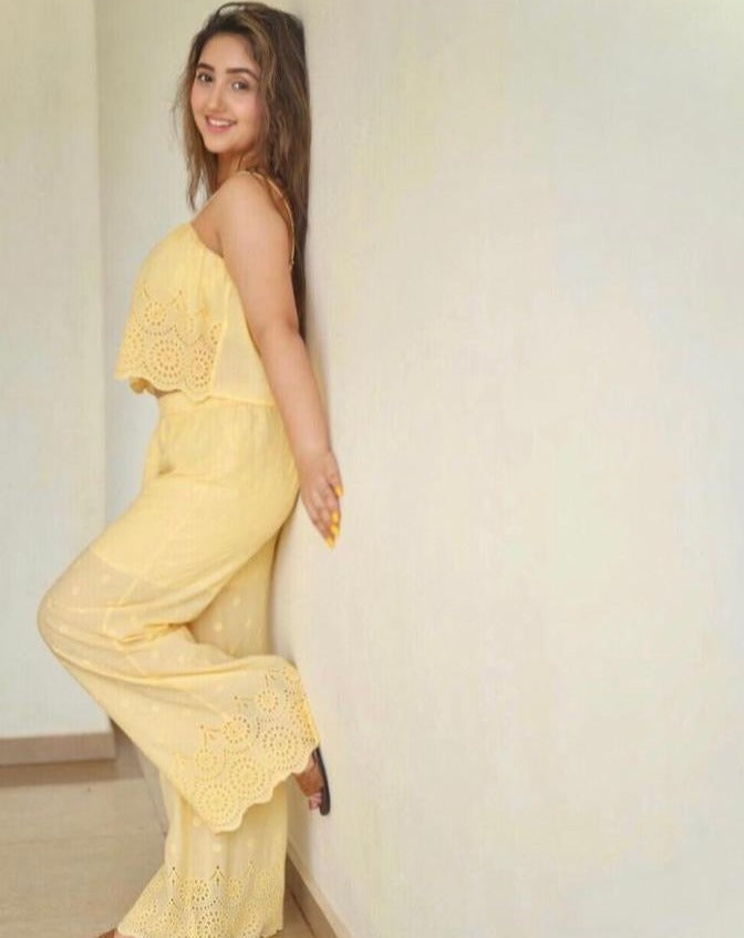 Yellow Schiffli Pants