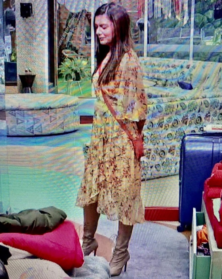 Apricot Floral Wrap-Dress