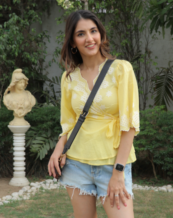 Yellow Wrap Top