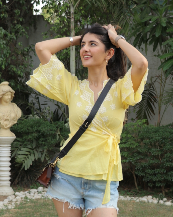 Yellow Wrap Top