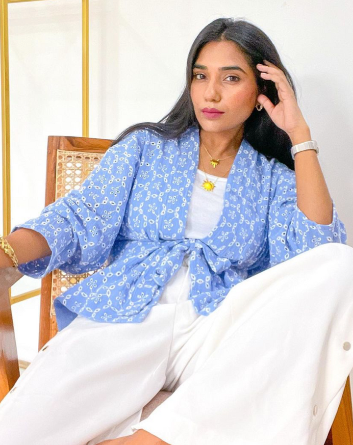 Blue Schiffli Jacket