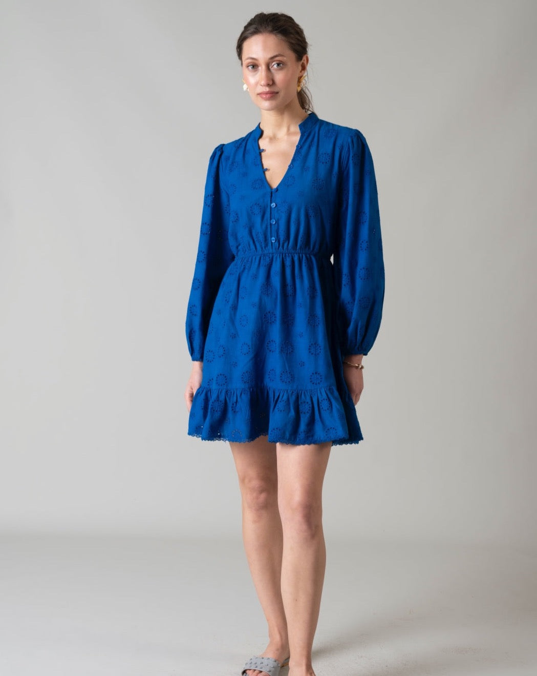 Bleu Schiffli Dress