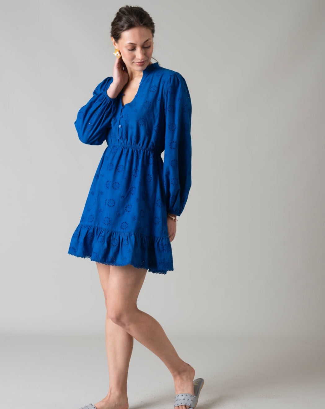 Bleu Schiffli Dress