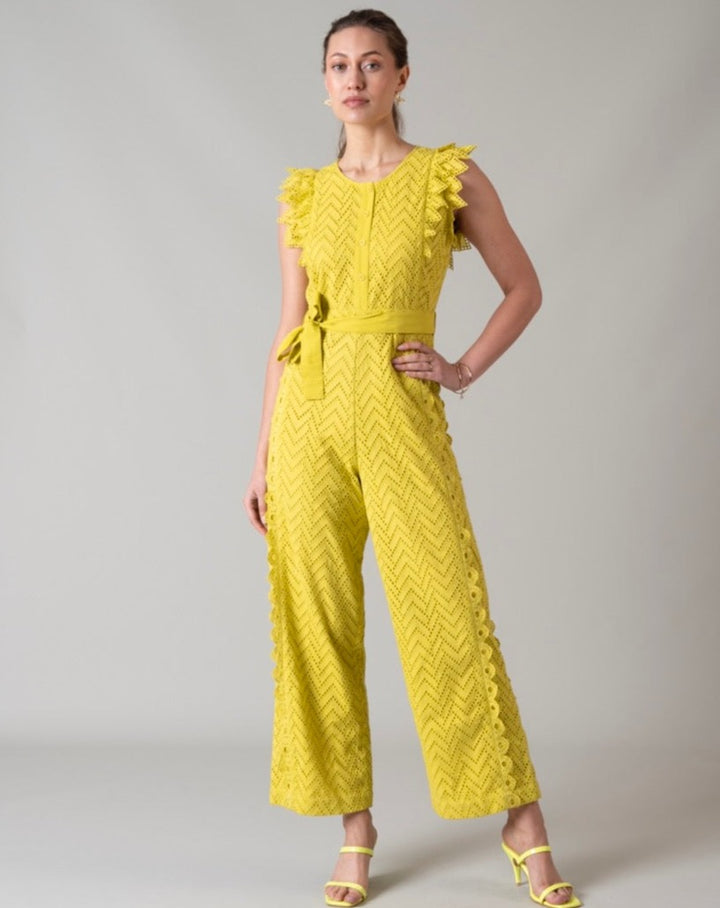 Tushita Mehta In Our Lime Schiffli Jumpsuit