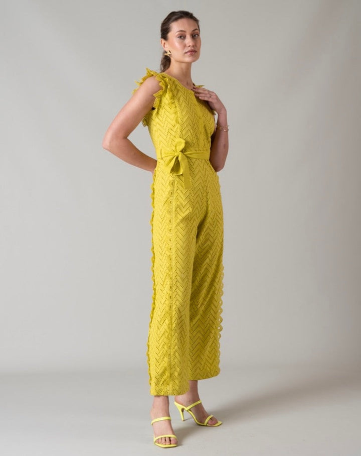 Tushita Mehta In Our Lime Schiffli Jumpsuit
