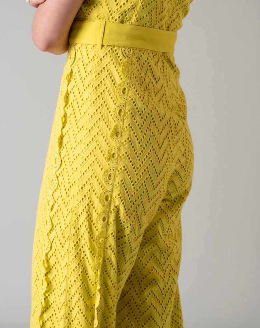 Tushita Mehta In Our Lime Schiffli Jumpsuit