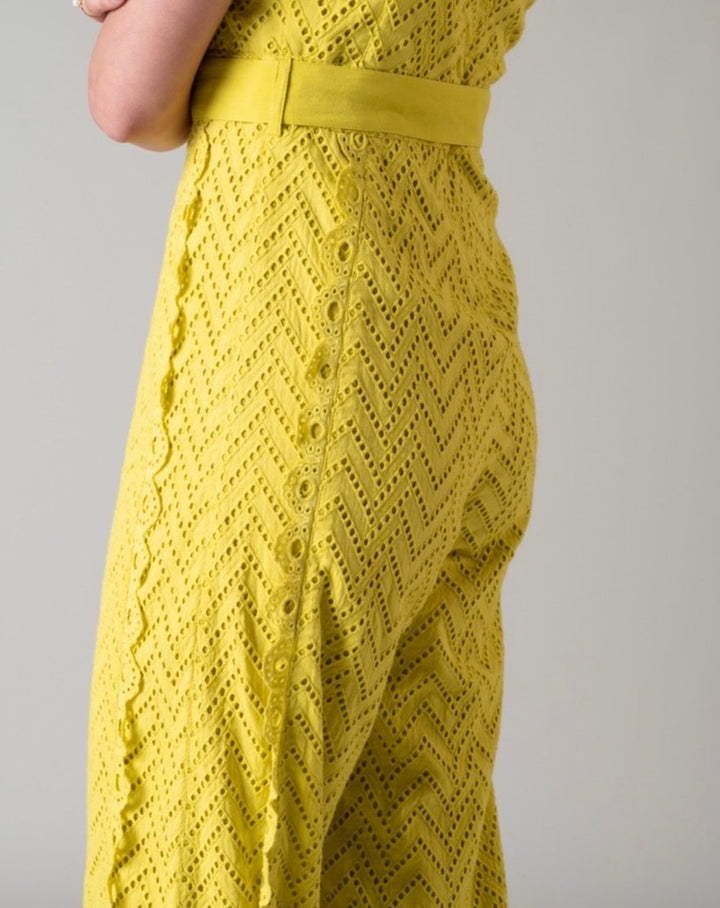 Tushita Mehta In Our Lime Schiffli Jumpsuit