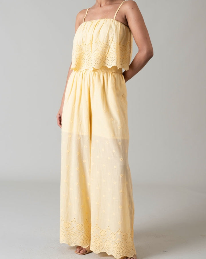 Yellow Schiffli Pants