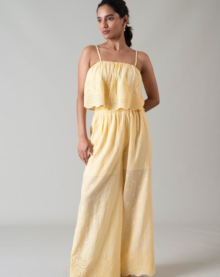 Yellow Schiffli Pants