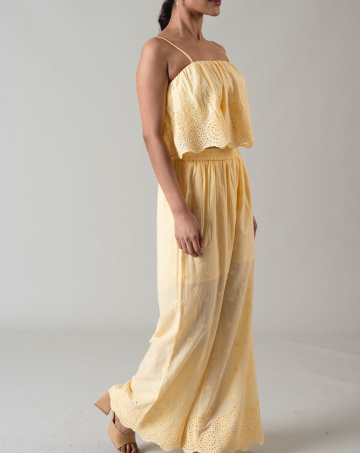 Yellow Schiffli Pants