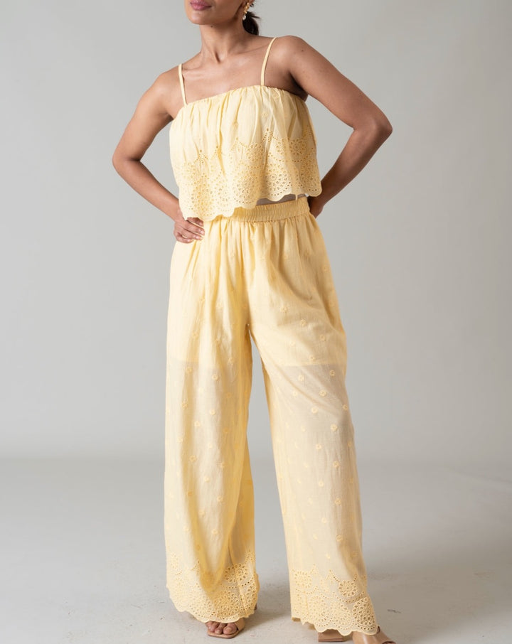 Yellow Schiffli Pants