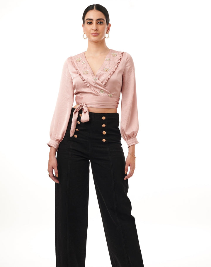 Roseate Embellished Wrap Top