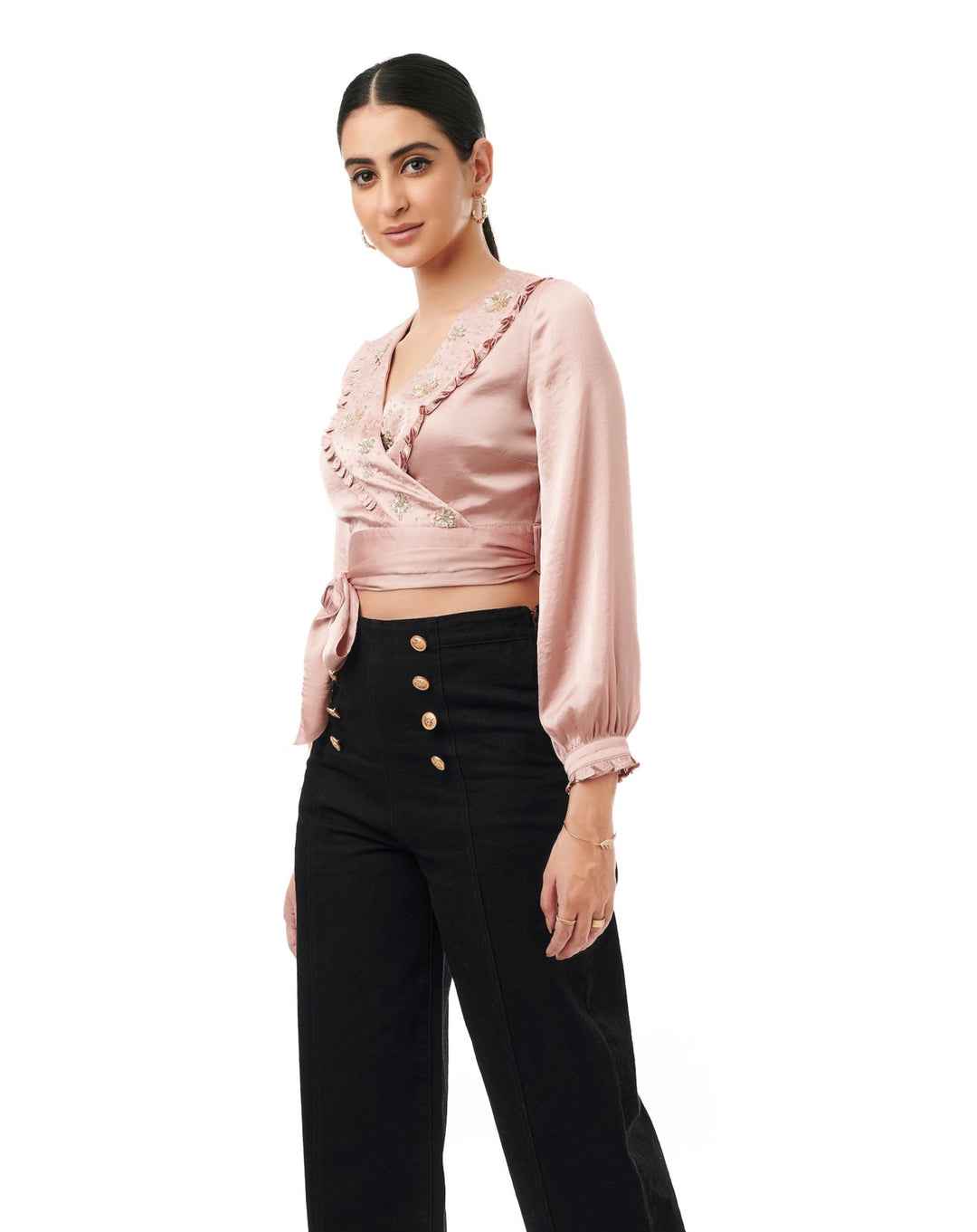 Roseate Embellished Wrap Top