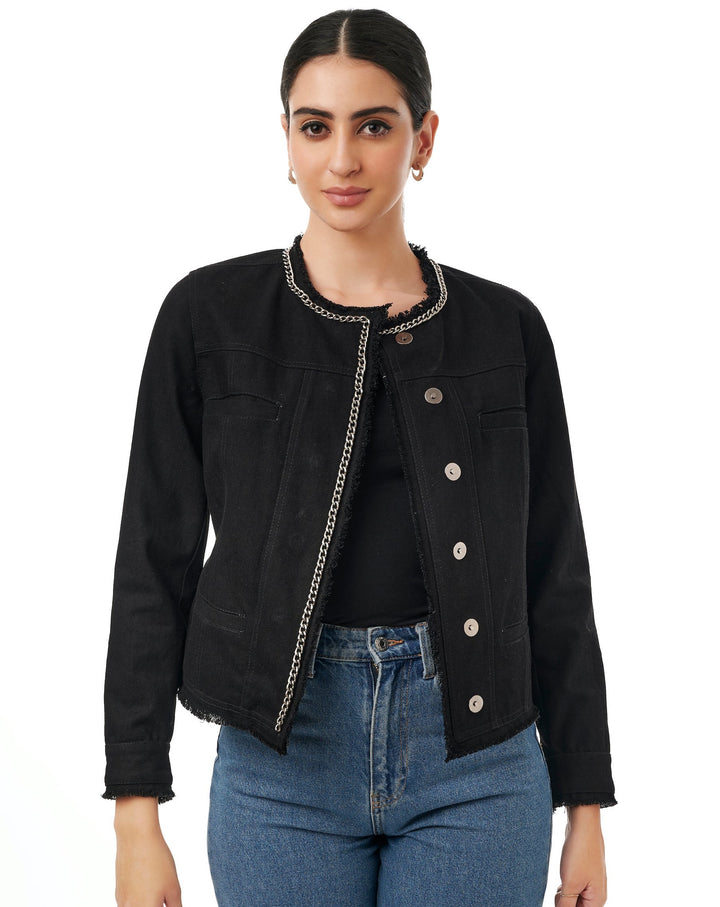 Elyna Black Denim Jacket